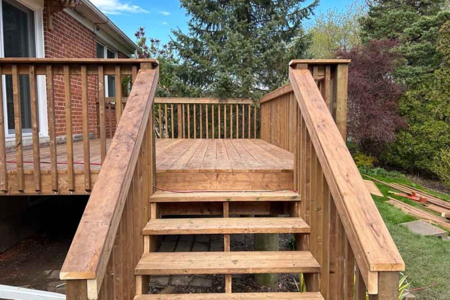 close up of steps to back deck built by Kerta Construction