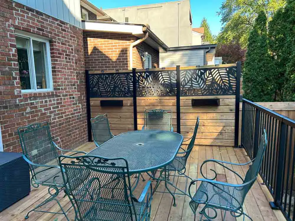 back deck with cool design by Kerta Construction